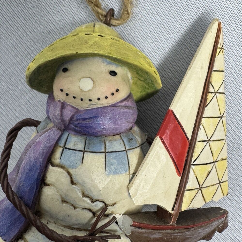 Jim Shore Heartwood Creek Snowman Coastal Sailboat Hand Painted 4014871